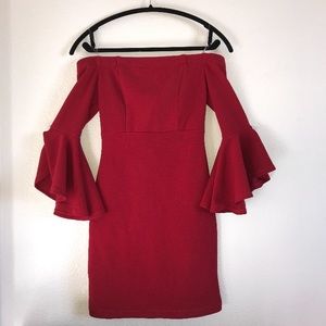 Red off the shoulder dress